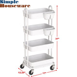 Simple Houseware Heavy Duty 4-Tier Utility Rolling Cart, White Simple Houseware