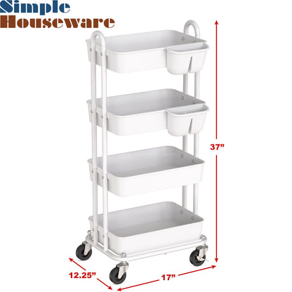 Simple Houseware Heavy Duty 4-Tier Utility Rolling Cart, White - WoodArtSupply