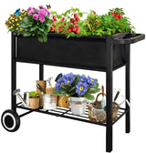 Fiwithy Raised Garden Bed with Legs for Outdoor Plants, Standing Elevated Planter Box Cart on Wheels for Vegetables Flower Herb Patio, Black Fiwithy
