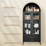 Holiwei Metal Storage Cabinet, 73" Arched Kitchen Pantry Organizer with 2 Drawers & 2 Adjustable Shelves, Freestanding Display Cabinet for Living Room Holiwei