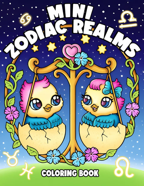 Mini Zodiac Realms Coloring Book: Celestial Wisdom Coloring Pages featuring Zodiac-Inspired Illustrations for All Ages for Spiritual Reflection and Creative Calm Majosta