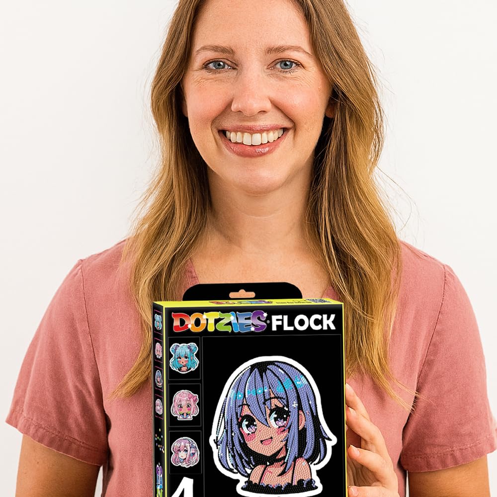 DIAMOND DOTZ Neon Flock Anime Girls Diamond Painting Kits for Adults - Colorful Diamond Art Kits a Relaxing Creative Craft Kit with Dotz Gems 10x8 DIAMOND DOTZ