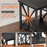 GreenForest End Table with 2-Tier Storage Shelf, 24 inch Side Table for Living Room, Modern Nightstand for Bedroom Bedside Office Farmhouse, Black GreenForest