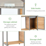 Outdoor Wooden Potting Bench Table with Sink, Garden Table Work Bench with Storage, Workstation for Outside Patio Lawn Mederla
