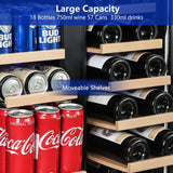 Velieta Outdoor Wine and Beverage Refrigerator,24 Inch Dual Zone Wine Beverage Cooler, Built-in/Freestanding Beer and Wine Fridge with a Powerful Compressor, 20 Bottles and 88 Cans Capacity Velieta