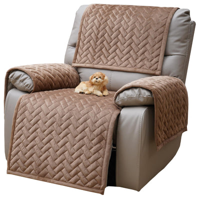 Eismodra Recliner Chair Covers,Recliner Covers That Stay in Place,Washable Recliner Slipcover for Large Recliner 3 Seater Sofa Couch Living Room Loveseat,Light Brown Set (4 Pieces)