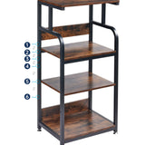 Fannova 4-Tier Printer Stand with Adjustable Storage Shelf, Large Tall Printer Table with Wheels for Home Office Small Spaces Organization, Rustic Brown Fannova