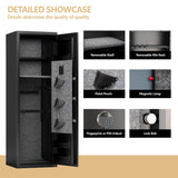 Beaunatixx 15-17 Gun Safe, 57'' Fireproof Safe, 0.1s Fingerprint Unlock Gun Safe for Rifles and Pistols, Gun Cabinet Safe for Handgun with Adjustable Shelves, Suitable for Rifles, Pistols &Shotguns Beaunatixx