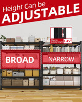 PrimeZone Heavy Duty Garage Storage Shelves - 48" W X 24" D X 72" H Adjustable Metal Shelving Unit, 5 Tier Industrial Shelves for Storage Standing Utility Rack for Warehouse, Pantry, Basement, Black PrimeZone