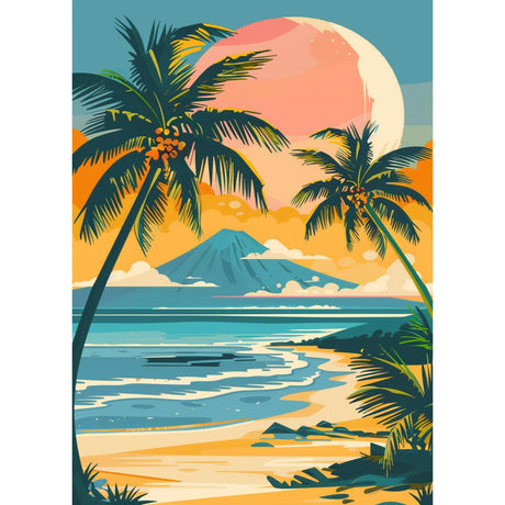 Tropical Beach Scene Palm Trees Mountain 5D Diamond Art Paint with Full Drill Diamond Art Painting by Number Kits for Adults Square Beads Mosaic Cross Stitch for Wall Decoration 12x16inchg(4) Generic