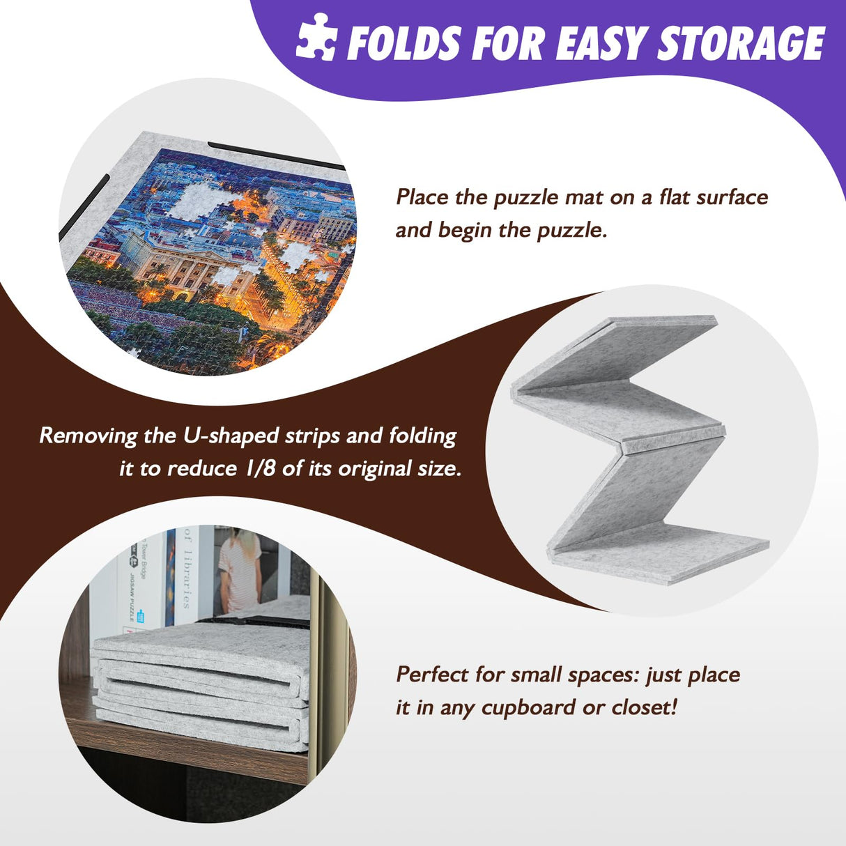 Sunix 1500 Pieces Jigsaw Puzzle Board, Foldable Puzzle Mat with Non-Slip Surface & 4 Sorting Trays, 39" x 26" Large Portable Puzzle Board Puzzle Pad, Felt Puzzle Table Top for Adults and Kids Sunix