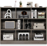 LDAILY 8 Cube Low Bookcase, 3 Shelf Horizontal Bookshelf, 3-Tier Storage Cabinet with Anti-Tipping Device, Modern Storage Shelves for Living Room, Classroom, Kids Room, Office (Gray) LDAILY