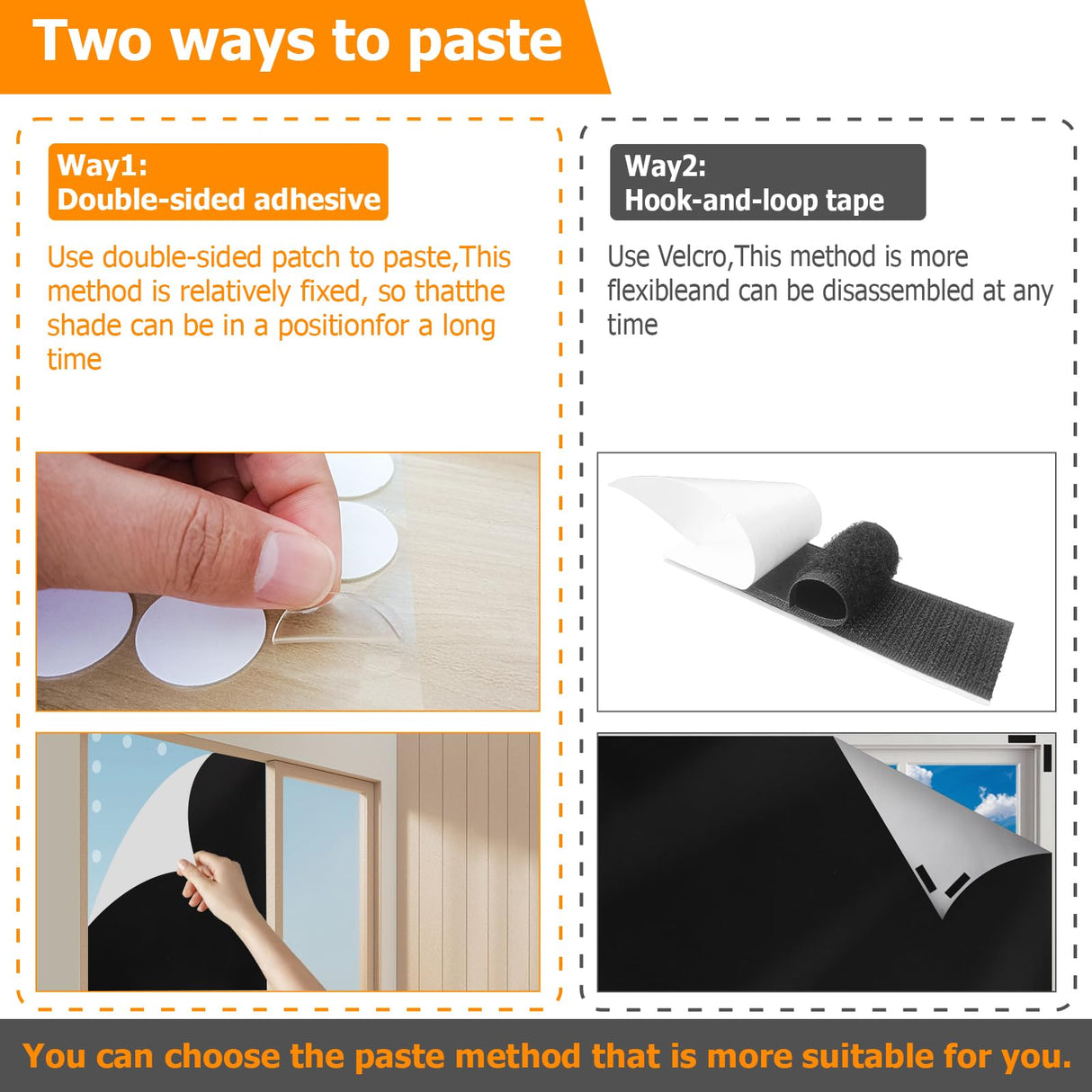 Blackout Blinds 138" x 57", 100% Blackout Curtains for Window, 420D No Drill Portable Black Out Shades Film for Bedroom, Cut to Any Size, Nursery Black Out Blinds for Baby Travel Temporary, 20 Velcro Bszatan