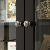 HOMCOM 71" Tall Pantry Cabinet with Microwave Stand, Freestanding Kitchen Hutch with 2 Drawers, Bar Cabinet with Adjustable Shelves, Glass and Recessed Doors for Kitchen, Dining Room, Black HOMCOM