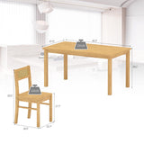 Orweiin Solid Wood Dining Table Set for 4, 43.3" Dining Table with Chairs Set, Kitchen Dining Table Set with Woven Rattan Backs, Farmhouse Solid Wood Table and Chairs, Natural Orweiin