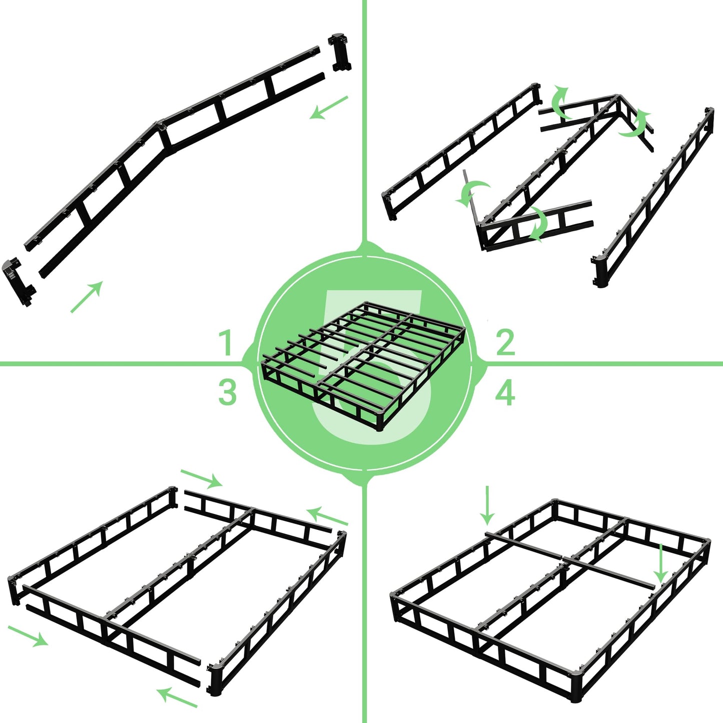 FMDMR King Box Spring 4 Inch, Low Profile King Size Box Spring Only, Heavy Duty Mattress Foundation Metal Bed Base with Fabric Cover, Easy Assembly, Non-Slip, Noise Free