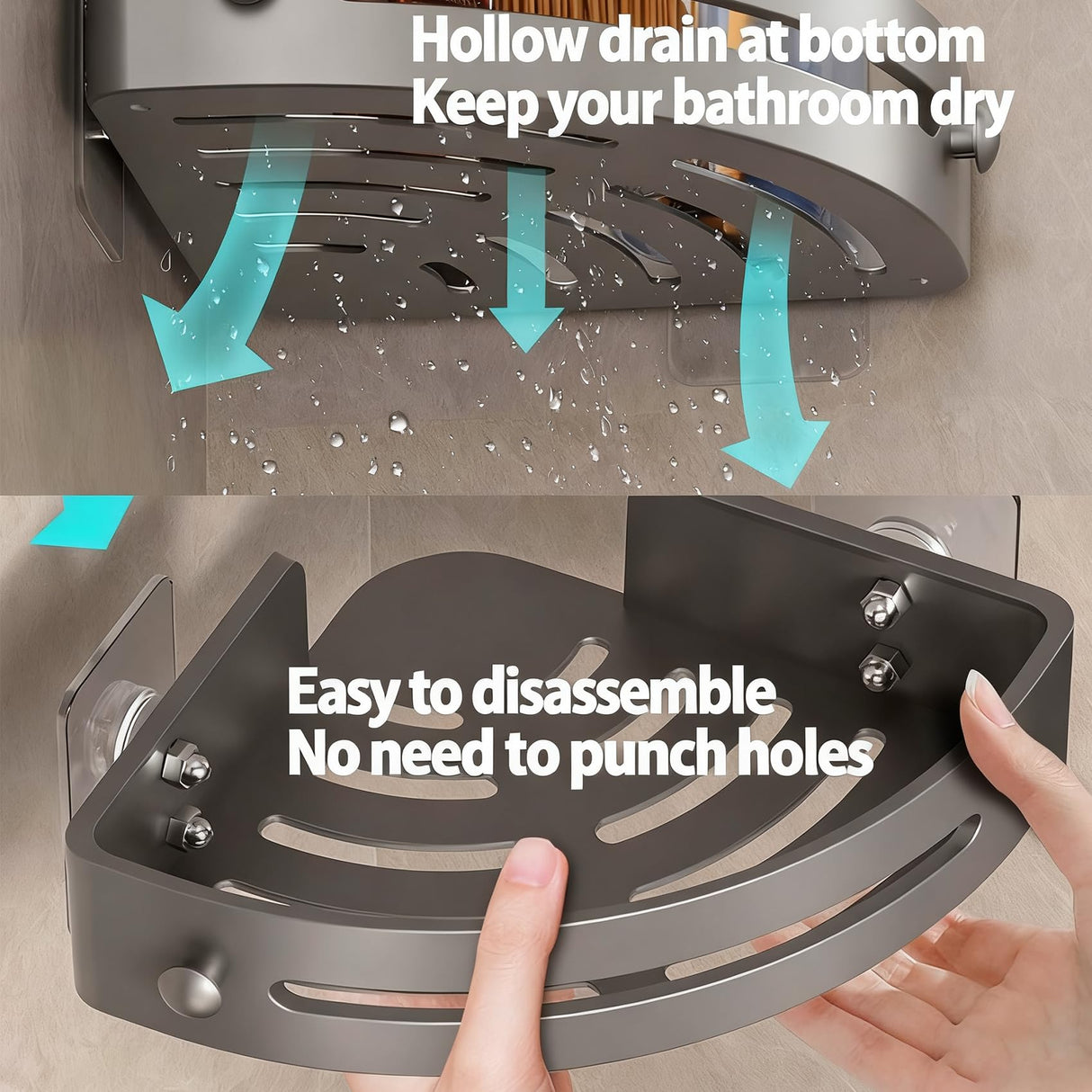 3-Pack Black Triangle Shower Caddy, 3-Tier Shower Caddy Corner Shelves Shower Storage Rack, Drill Free Wall Mount Shower Organizer, Bathroom Adhesive Corner Shelves Caddies with Hooks (Black) Generic