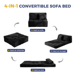 MAXYOYO Convertible Sofa Bed, Fold Out Loveseat Sleeper Sofa with Pillow, 4 in 1 Tufted Folding Couch Bed Foam Floor Couch, Lazy Chair for Living Room Bedroom Guest Room, Black MAXYOYO