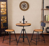 FUBIRUO Dia 19.7" Round Pub Table Height Adjustable with 360 Swivel Solid Wood Tabletop for Dining Bistro Cafe Home Bar, Rustic Brown FUBIRUO