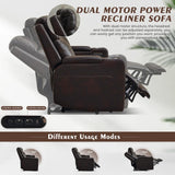 Neptane Power Reclining Sofa with Adjustable Headrest, Home Theater Seating with LED Light/Armrest Storage/Outlet/Side Pocket/Type-C USB, Power Loveseat Recliner Sofa for Home Theater Neptane