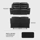 Lexicon 64" W Manual Reclining Loveseat, Top Grain Leather Match Reclining Love Seat, Home Theater Seating, Wall Hugger Recliner Couch, Manual Double Recliner RV Couch for Living Room, Black Lexicon