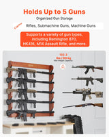 VEVOR Gun Rack, 5-Slot Wall Mounted Wooden Gun Rack, Heavy Duty Gun Display Rack Holds 5 Shotguns and Rifles, Wall Storage Display Rifle Rack with Soft Padding, 132 lbs Capacity VEVOR