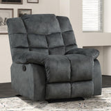 EBELLO Manual Recliner Chair, Overstuffed Reclining Sofa with Soft Padded Headrest and Armrest, Soft Fabric Single Couch for Living Room, Grey Green EBELLO