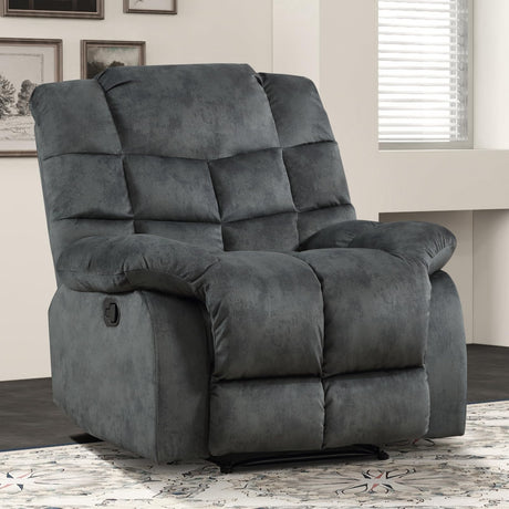 EBELLO Manual Recliner Chair, Overstuffed Reclining Sofa with Soft Padded Headrest and Armrest, Soft Fabric Single Couch for Living Room, Grey Green EBELLO
