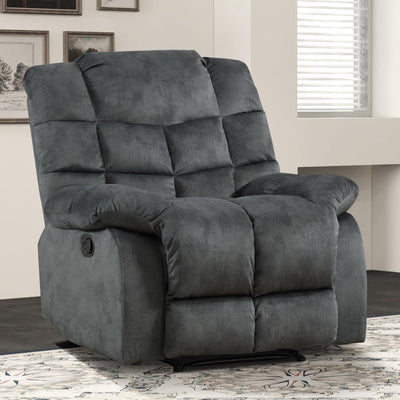 EBELLO Manual Recliner Chair, Overstuffed Reclining Sofa with Soft Padded Headrest and Armrest, Soft Fabric Single Couch for Living Room, Grey Green