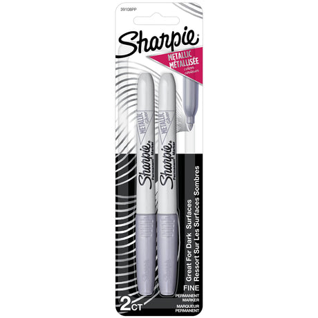 Sharpie Metallic Permanent Markers, Fine Point, Silver, 2 Count SHARPIE