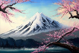 RMSGOZO 5D Japanese Cherry Blossom Diamond Painting Kits - Snowy Mountain Full Round Diamond Crystal Art Craft Kits for Adults and Kids, for Wall Decor & Living Room Decor Gifts (12 X 16 Inch) RMSGOZO