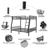 mikibama Full XL Over Queen Bunk,Metal Heavy Duty Bunk Beds for Adults,Queen Bunk Bed with Inclined Ladder,Industrial Bunkbeds for Kids,Adult,Small Spaces,Space Saving. (Black, Full XL Over Queen) mikibama