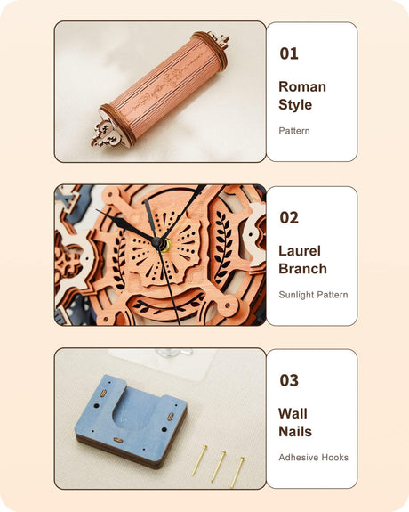 ROKR 3D Wooden Puzzles for Adults-DIY Wall Quartz Clock Kits-Wood Model Kits to Build for Teens Adults-Vintage Room Decor for Men Women ROKR