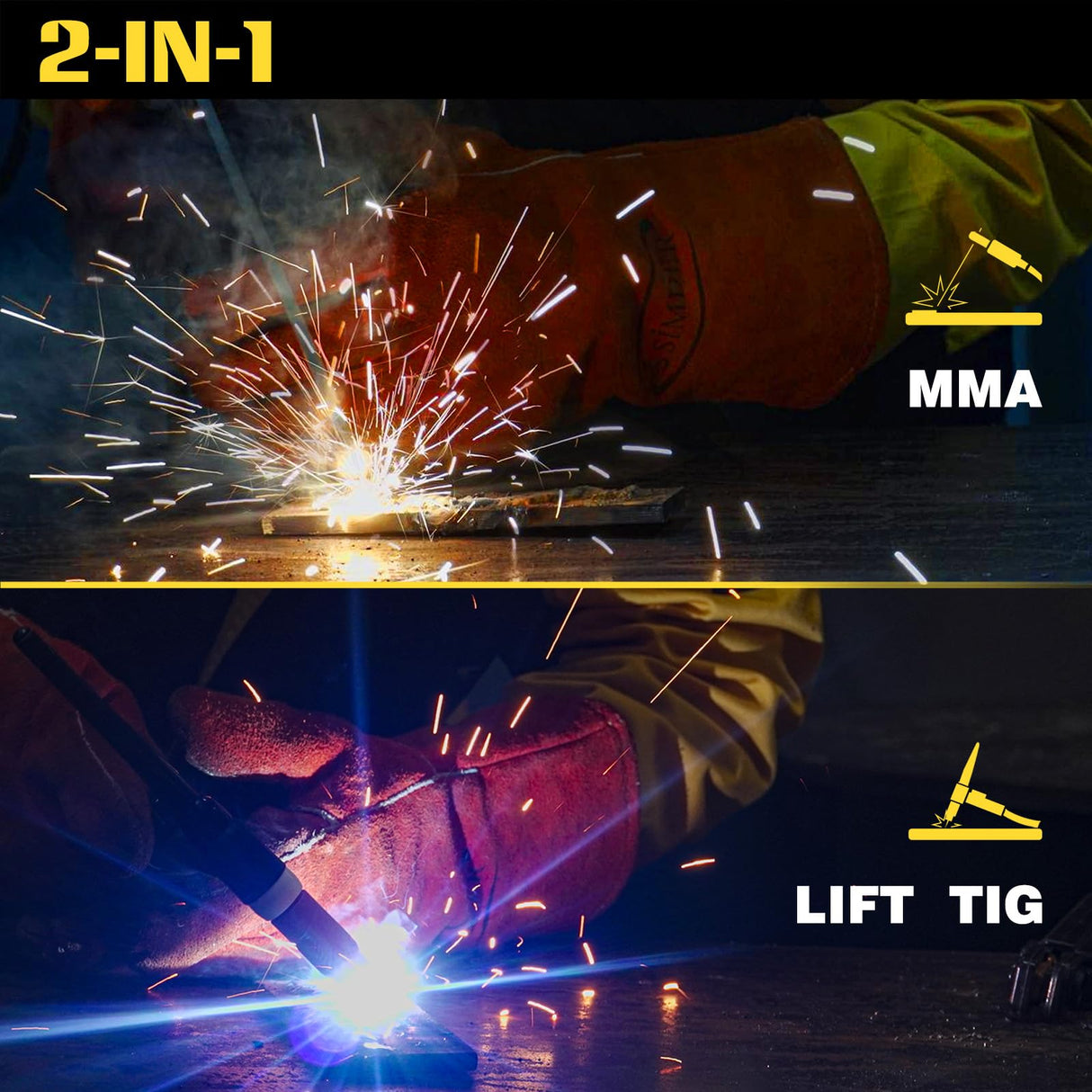 SSIMDER Stick Welder, Welding Machine 110v/220v 130A 2 In 1 Hot Start/ARC Force/LIFT TIG Welding Machine, Mini Portable ARC200S Small Anti-Stick Welder with Smart LCD IGBT Digital Welder S SIMDER