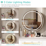 Lufeiya White Makeup Vanity Desk with Mirror and Lights, 40 inch Make Up Vanity Desks with Fabric Drawers & Power Outlet, Dressing Table and Chair Set for Girls Bedroom, White Lufeiya