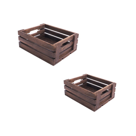ARTAWEIN Rustic Vintage Finished Wooden Crate with Handles - Nesting Storage, Display, Organization Crate for Party, Office, Bedroom, Kitchen and Closet - (Rustic Black set of 2) ARTAWEIN