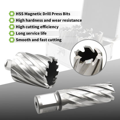 Yunnergo HSS Annular Cutter Set 13Pcs 7/16" to 1-1/16" Cutting Diameter, 6Pcs 7/8"- 2" Cutting Diameter, with 3/4 Inch Welded Shank, Mag Drill Bits Kit CNC Machined Cutters (2" Cutting Depth, - WoodArtSupply