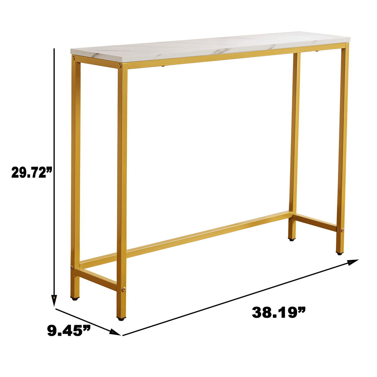 loglus Console Table for Entryway, Faux Marble MDF Sofa Table with Golden Frame (Single Layer, White Marble) loglus
