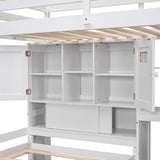 HRJHLucky Twin Over Twin Loft Bed with Built-in Desk and Staircase, White Pine Wood+MDF Bunk Bed with Storage Compartments and Shelves for Children, Teens, Adults HRJHLucky