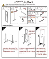 AISUNDY Swivel Adjustable Full Length Mirror on Wheels, Pine Wood Frame Cheval Bedroom Floor Mirror Dressing Mirror Body Mirror with Standing Holder (White, 65"x22") AISUNDY