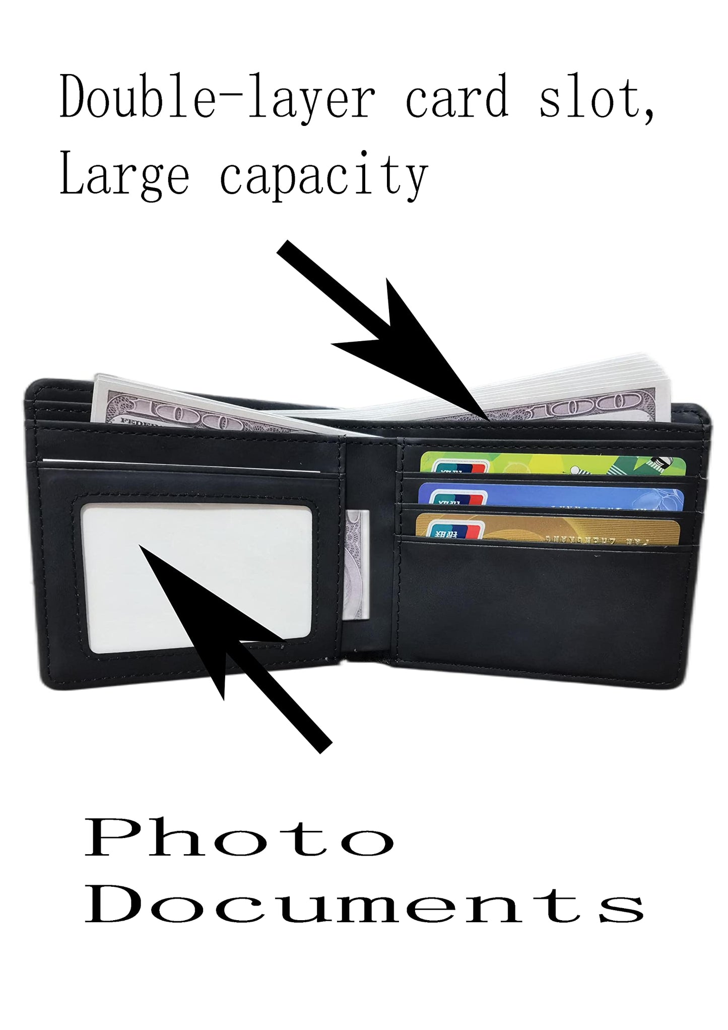 You Kang 2 Pieces Sublimation Wallet Blank DIY Bank Card Holder Two Mezzanine Multifunctional Wallets Diy Craft (Black)