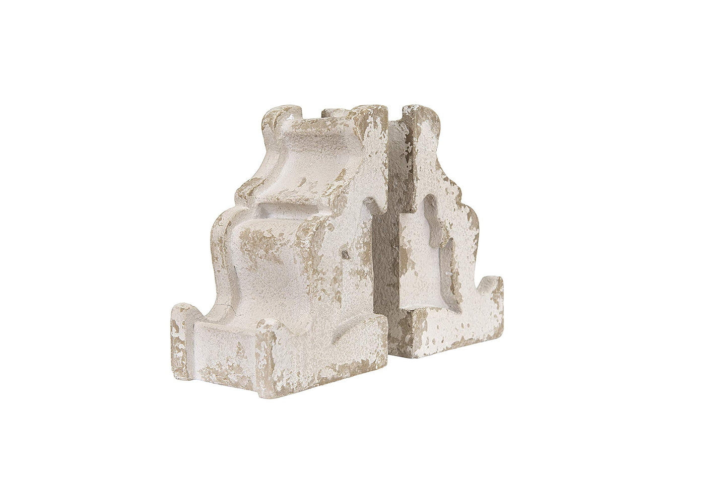 Creative Co-Op Distressed White Corbel Shaped Bookends (Set of 2 Pieces)