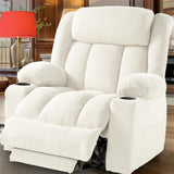 Neioml Large Wide Power Lift Chair Recliner for Elderly, Heat & Vibration Massage, Extended Footrest for Big and Tall, Cup Holders Side Pockets, Easy Remote, (Plush Flannel, Cream White) Neioml