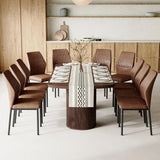 Rejeke 79" Dining Table Set for 10,Large Rectangular Kitchen Table Set for 10 with Cushioned Chairs,Modern Mid-Century Wood Dining Room Table Set for 10,Ideal for Dining & Gatherings (Walnut) Rejeke