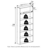 Furinno Basic Book Shelf, 6-Tier Bookcase with Open Shelf, Bookshelf, Cube Storage Organizer, 7 x 24 x 53, for Living Room, Bedroom, Home Office, Espresso Furinno