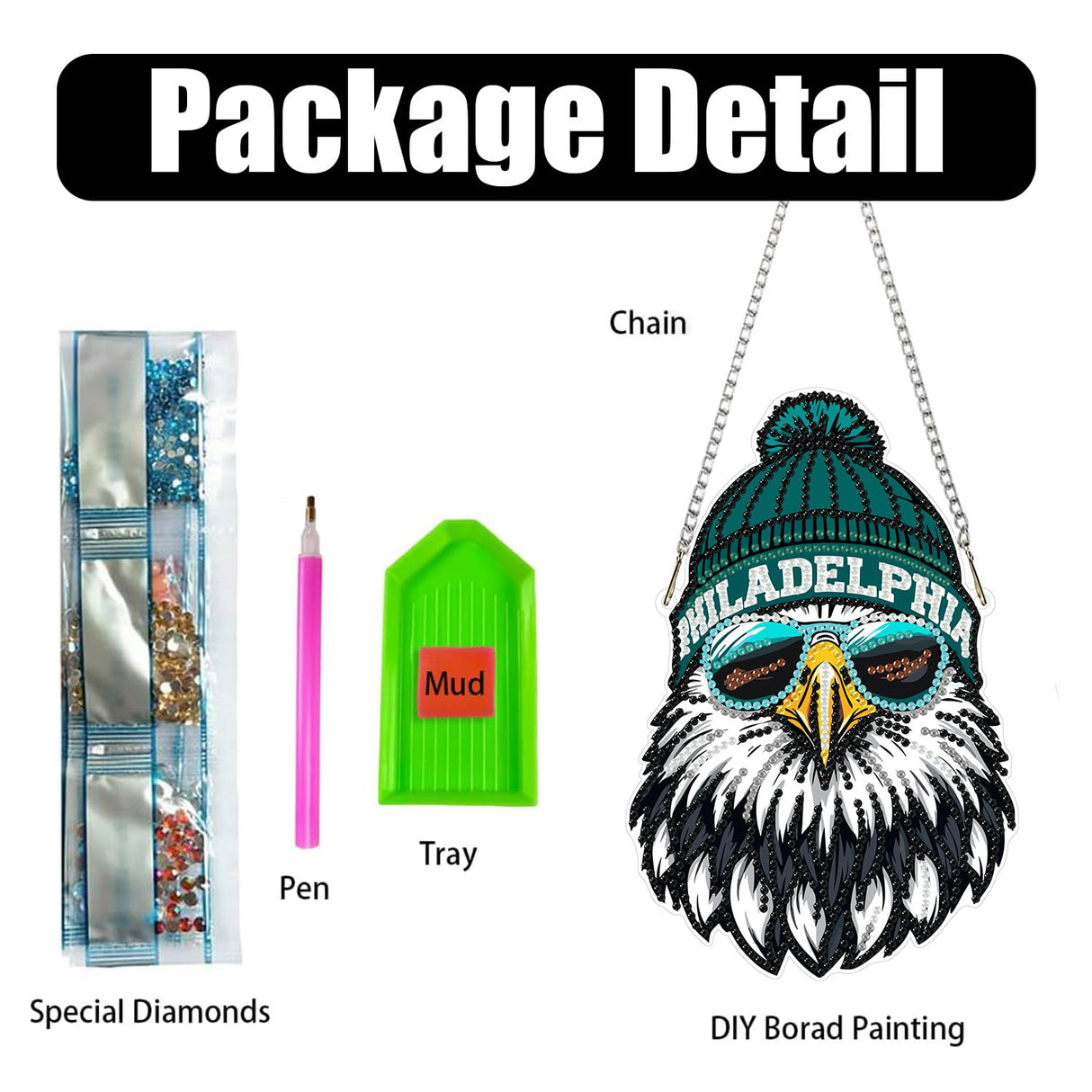 DIY Diamond Art Hanging Kit for Adult,Football Style Acrylic Diamond Art Painting Window Pendants Home Garden Wall Hanging Kits Hanging Ornament,Single Sided(Philadelphia Green) Weadatty