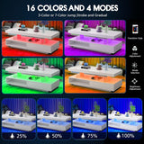 White LED Coffee Table for Living Room, Modern High Glossy Smart Center Table with Storage, 2 Tiers Rectangle Coffee Table with 16 Colors LED Lights & Remote Control for Party Office Home GlowSpark