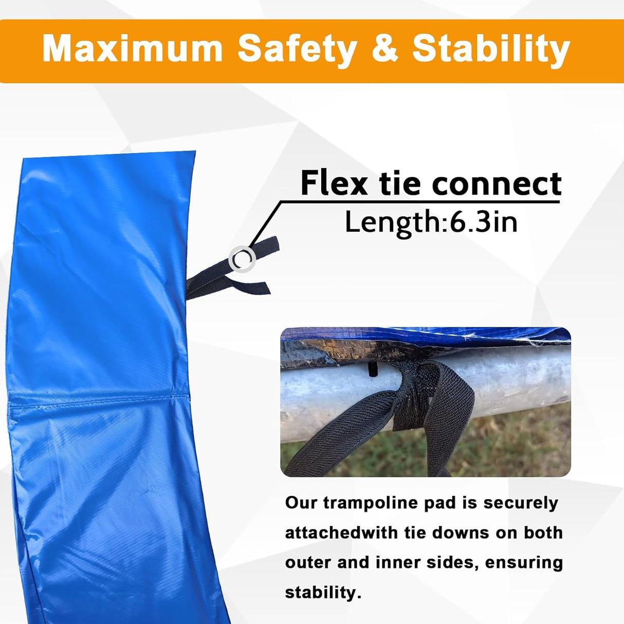 16ft Trampoline Pad Replacement, Trampoline Spring Cover No Hole Trampoline Pole Pad Waterproof UV Resistant Safety Pad Hedday