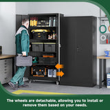 Letaya Metal Garage Storage Cabinets with Lock Door and Adjustable Shelves, Steel Tool Cabinets for Home,Office,Warehouse Organisieren (Black, 75" H) Letaya