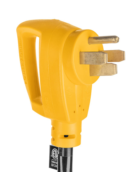 Camco Power Grip 25-Ft 50 Amp RV Extension Cord - Rated for 125/250 V/12,500 W - Features Copper 6/3 + 8/1-Gauge Wires for Superior Conductivity & Coated w/Heat-Resilient PVC (55542) Camco